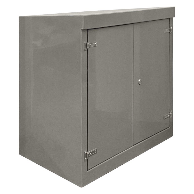 RSC12127GY-SS GRP 1260H x 1215W x 750mmD Roadside Cabinet Grey IP55 with Open Bottom Stainless Steel Hinges
