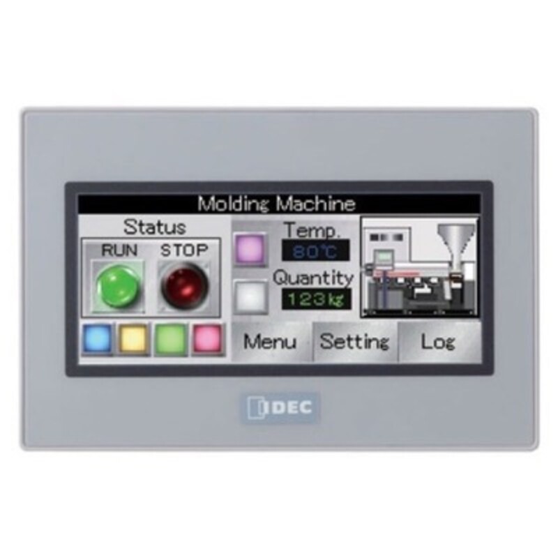 FT1A-C12RA-S IDEC FT1A Touch HMI &amp; PLC 3.8&quot; TFT Screen 65K Colours Sink Input 12 I/O (8 In 4 Out) Relay Output 24V DC Silver Bezel
