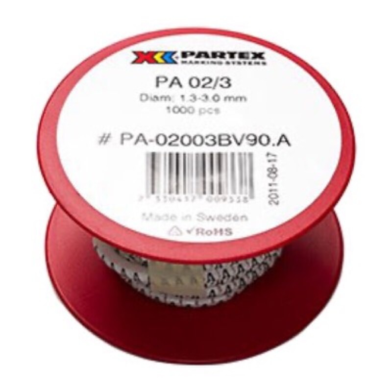 PA02-RBW.+ Partex PA02 Black on White &#039;+&#039; Marker Suitable for 0.5 - 0.75mm2 Cable Reel of 1000 Markers