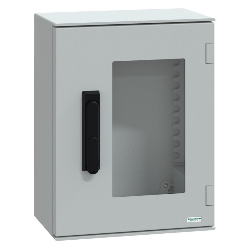 NSYPLM43TVG Schneider Electric Thalassa PLM GRP 430H x 330W x 200mmD Wall Mounting Enclosure IP66 Glazed Door 3 Point
