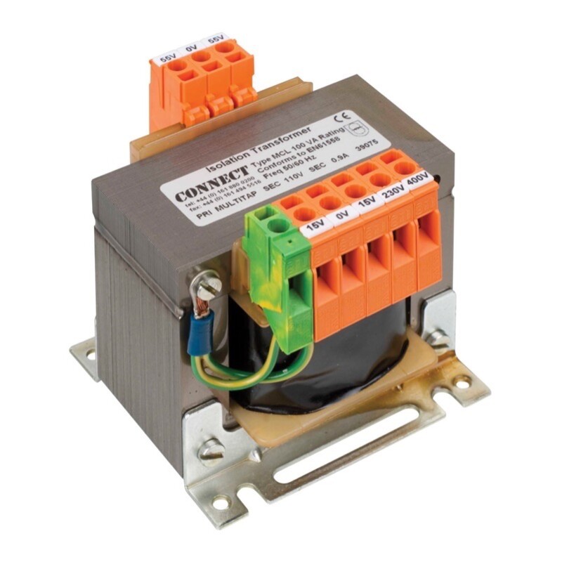 CONNECT50M-24 Connect MCL Class 1 Isolation Transformer 50VA 15-0-15-230-400VAC Input 24VAC Output with Earth Screen