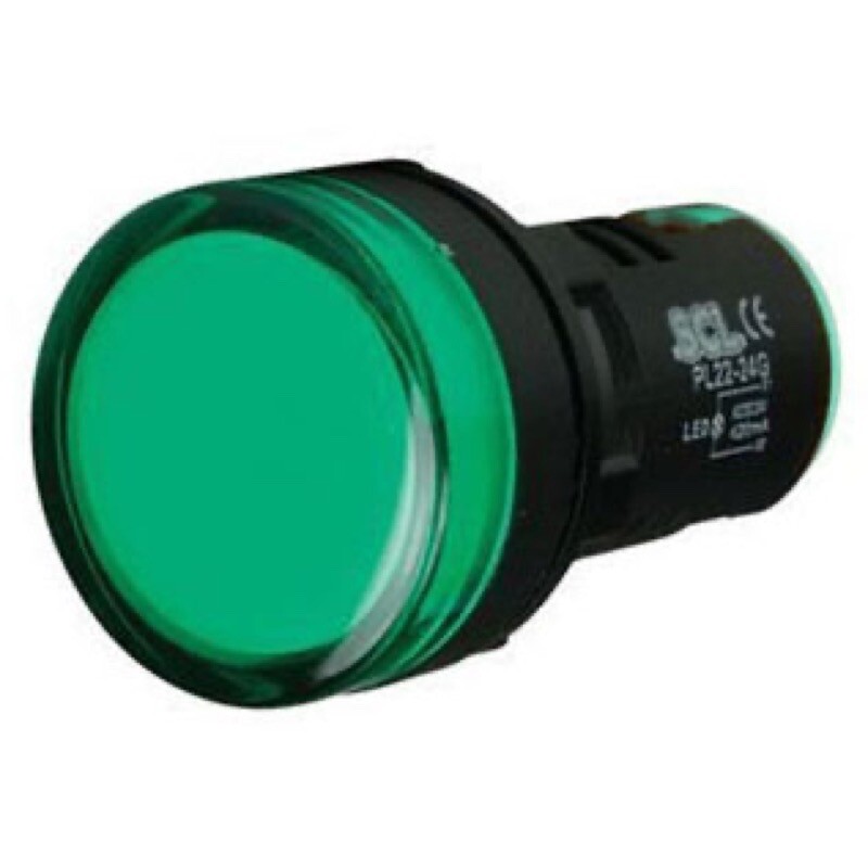 SCL 12V AC/DC Green LED Monoblock Pilot Lamp 22.5mm