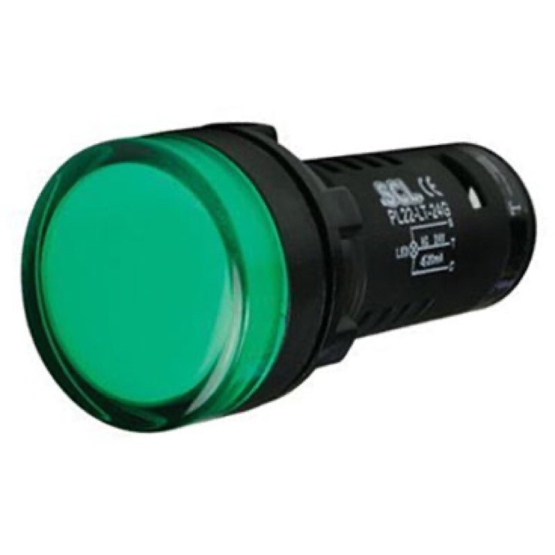 AD22-G230-LT 230V AC Green LED Monoblock Pilot Lamp with Lamp Test 22.5mm