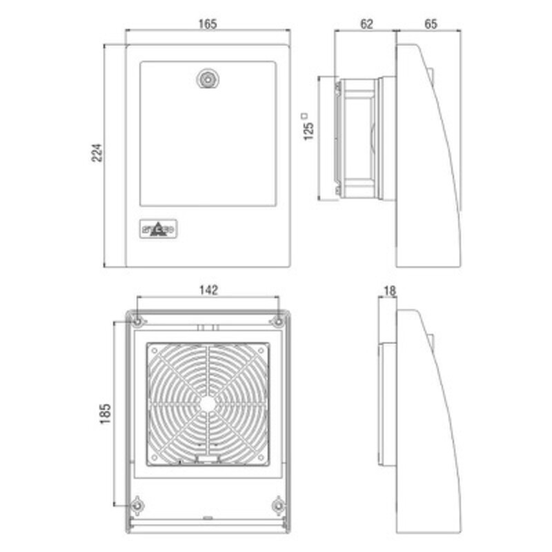 01821.0-00 STEGO FF 018 Outdoor Filter Fan 224H x 165mmW Free Air Movement 20m3/Hour 230VAC IP55