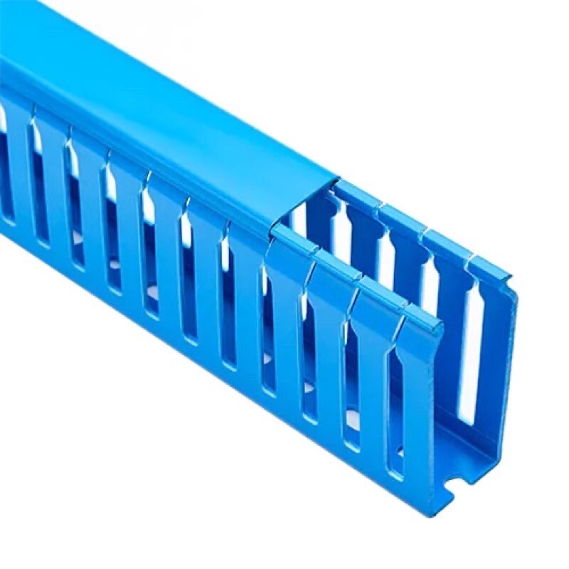 20476104H Betaduct Halogen Free Narrow Slot Trunking 100W x 75mmH Blue RAL5015 Box of 4 Metres (2 Lengths) Includes Clip-on Lid 