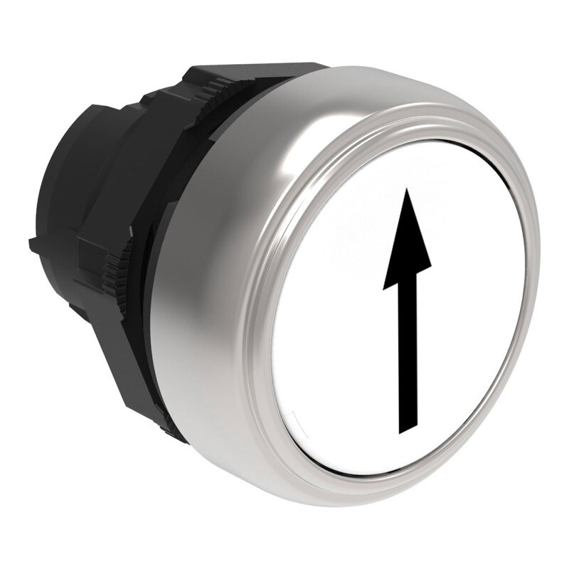 LPCB1158 Lovato Platinum White Flush Pushbutton with &#039;ARROW&#039; Actuator 22.5mm Spring Return