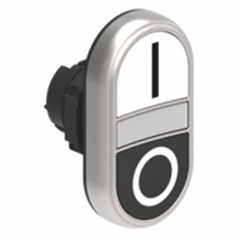 LPCBL7124 Lovato Electric Platinum White Flush/Black Flush Double Pushbutton Actuator 22.5mm Spring Return