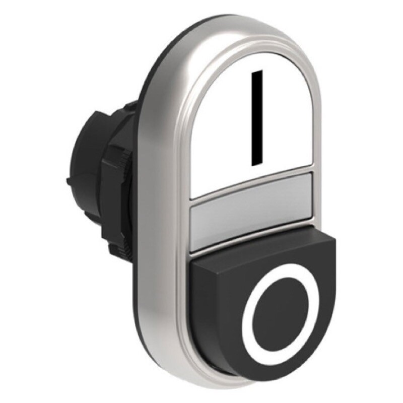 LPCBL7224 Lovato Electric Platinum White Flush/Black Projecting Double Pushbutton Actuator 22.5mm Spring Return