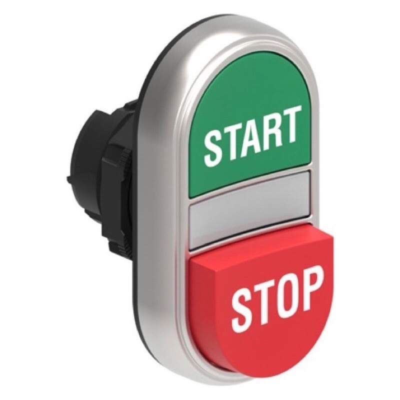 LPCBL7233 Lovato Electric Platinum Green Flush/Red Projecting Double Pushbutton Actuator 22.5mm Spring Return