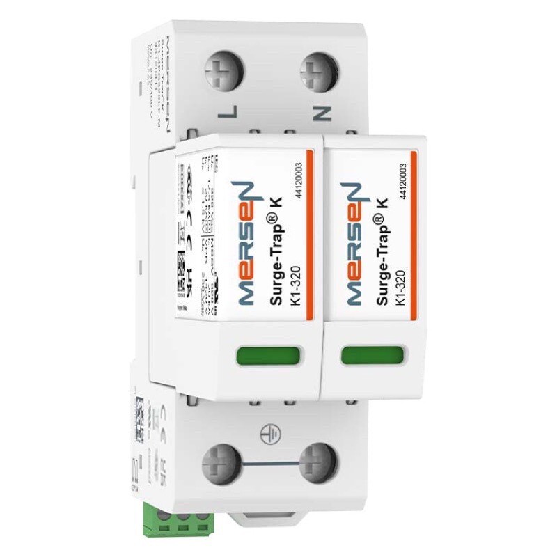 44120204 Mersen K1-2P275 Mersen Surge-Trap K1 Series SPD, T1+2, 2+0, Uc 275V AC