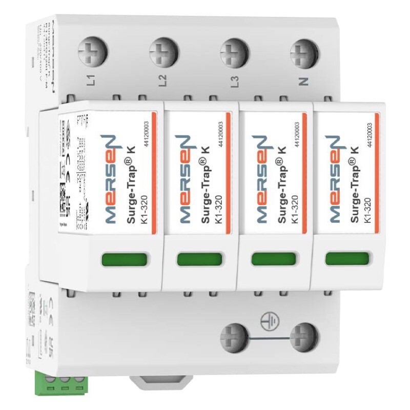 44120405 Mersen K1-4P275-M Mersen Surge-Trap K1 Series SPD, T1+2, 4+0, Uc 275V AC, M