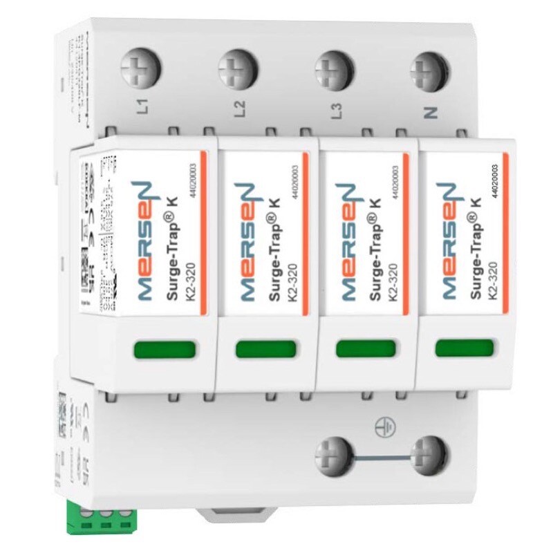 44020420 Mersen K2-4P440 Mersen Surge-Trap K2 Series SPD, T2, 4P, Uc 440V AC