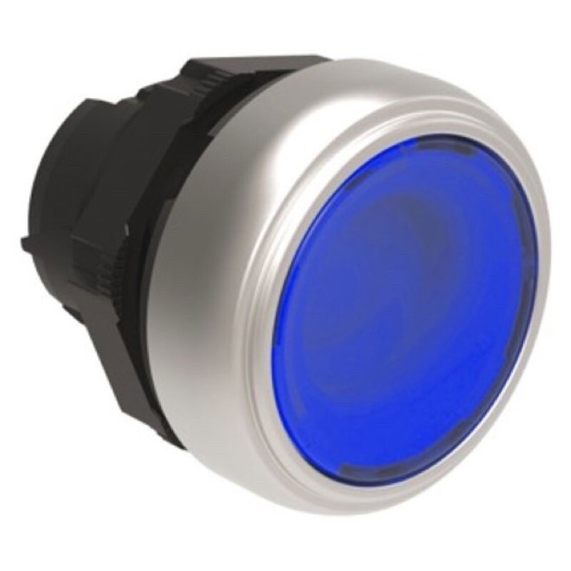 LPCBL106 Lovato Electric Platinum Illuminated Blue Flush Pushbutton Actuator 22.5mm Spring Return