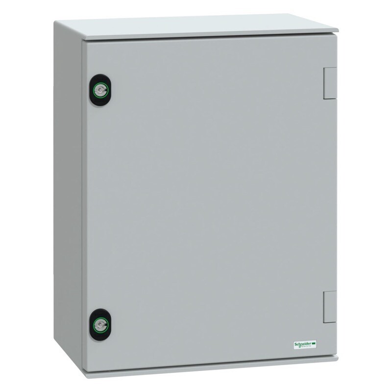 NSYPLM43BG Schneider PanelSeT PLM GRP 430H x 330W x 200mmD Wall Mounting Enclosure IP66 Internal Bakelite Mounting Plate Included