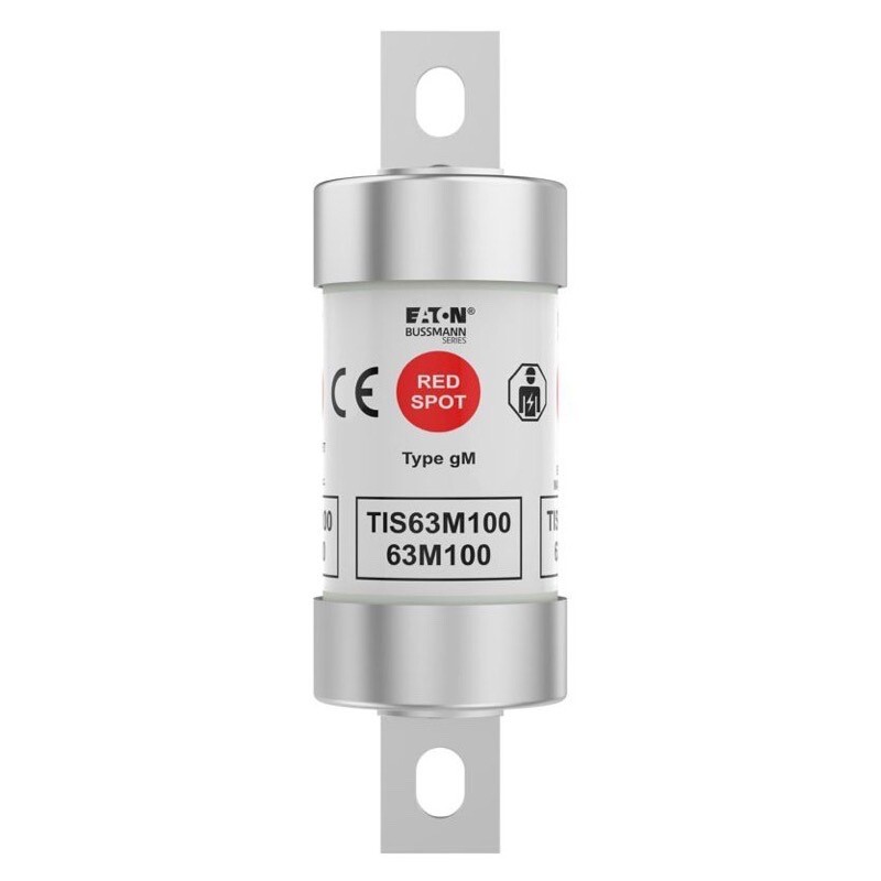 TIS63M100 Eaton Bussmann TIS 63A gM Fuse BS88 A3 Motor Rated 100A Red Spot Offset Bolted Tag Fuse Links