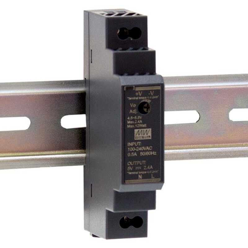 HDR15-12 MEAN WELL HDR-15 AC-DC Ultra Slim DIN Rail Power Supply Input Range 85-264VAC Output 12VDC at 1.25A