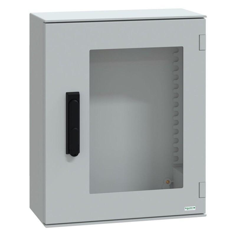 NSYPLM54TVGSchneider PanelSeT PLM GRP 530H x 430W x 200mmD Wall Mounting Enclosure IP66 Glazed Door 3 Point Lock
