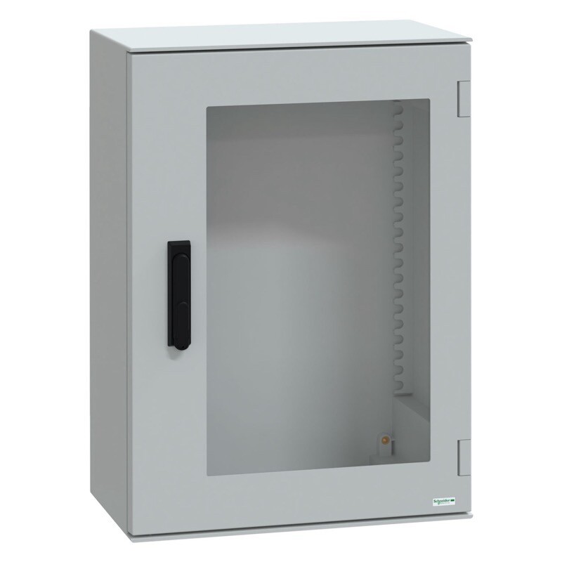 NSYPLM75TVGSchneider PanelSeT PLM GRP 747H x 536W x 300mmD Wall Mounting Enclosure IP66 Glazed Door 3 Point Lock