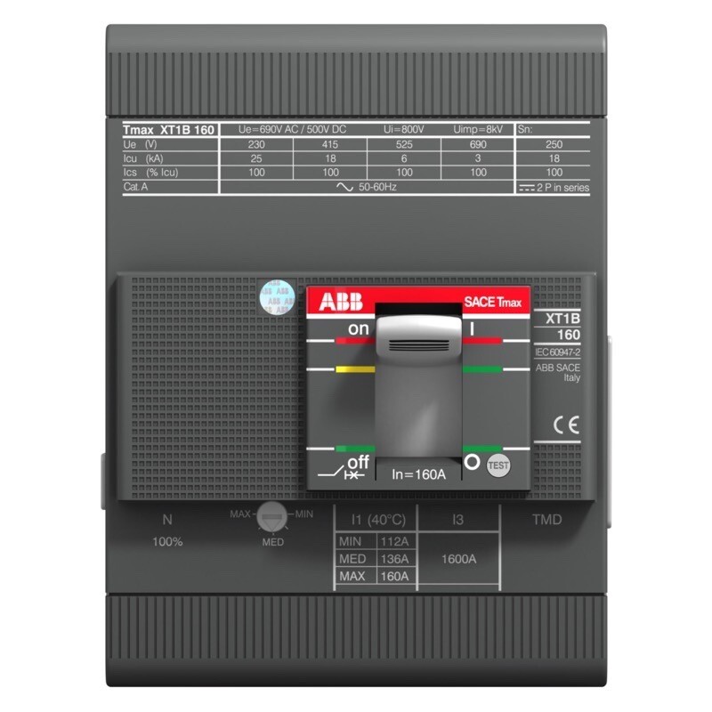 1SDA066818R1 ABB XT1B 160 TMD 100-1000 4p F F Circuit Breaker TMAX XT1B 160 Fixed Four-pole with Front Terminals