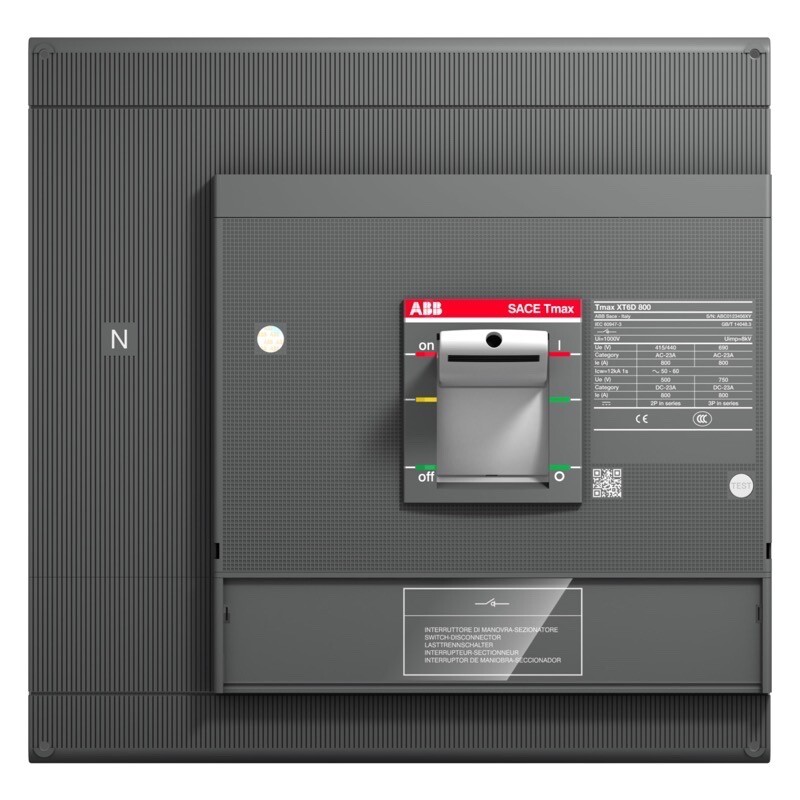 1SDA100787R1 ABB XT6D 1000 4p F F Switch-disconnector TMAX XT6D 1000 Fixed Four-pole with Front Terminals