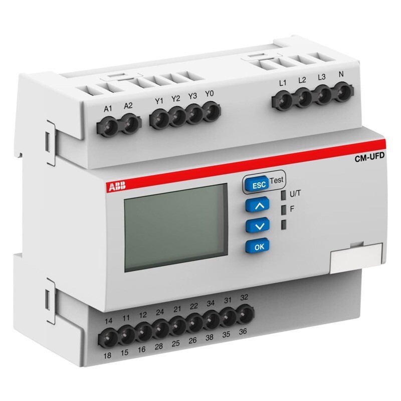 1SVR560731R3702 ABB CM-UFD.M33M Grid Feeding Monitoring Relay 3 C/O L-L = 0-550VAC L-N = 0-317VAC Modbus RTU