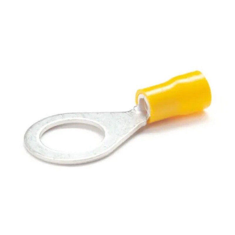 YR84 Partex YR Yellow Ring Terminal to Fit 8mm Stud Pack of 100