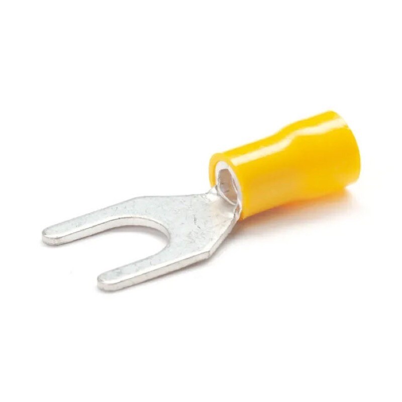 YS64 Partex YS Yellow Spade Terminal to Fit 6mm Stud Pack of 100