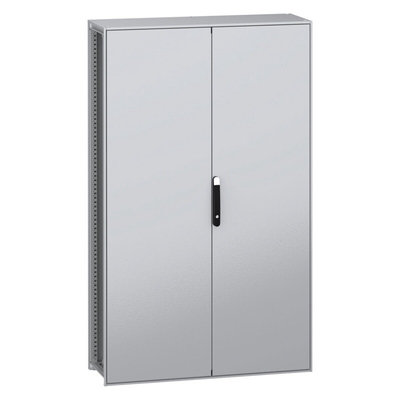 NSYSFN2012802DP Schneider PanelSeT SFN Mild Steel 2000H x 1200W x 800mmD Floor Standing Enclosure Double Door IP55 with Mounting Plate