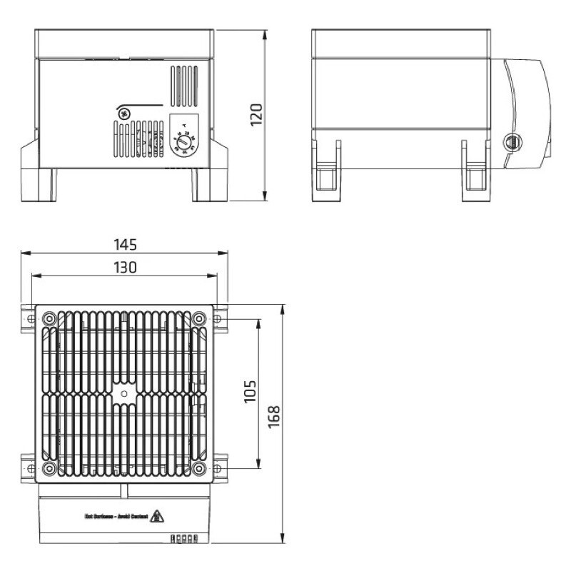 03060.0-00 STEGO CS 030 1200W Enclosure Fan Heater with Thermostat: 0 - 60 Deg C 230V Screw Fixing