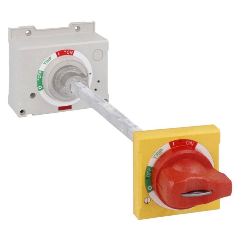 P5X18472 Lovato IP65 Red/Yellow Padlockable Door Coupling Handle for P5ME...400/630 Complete with Shaft 469mm