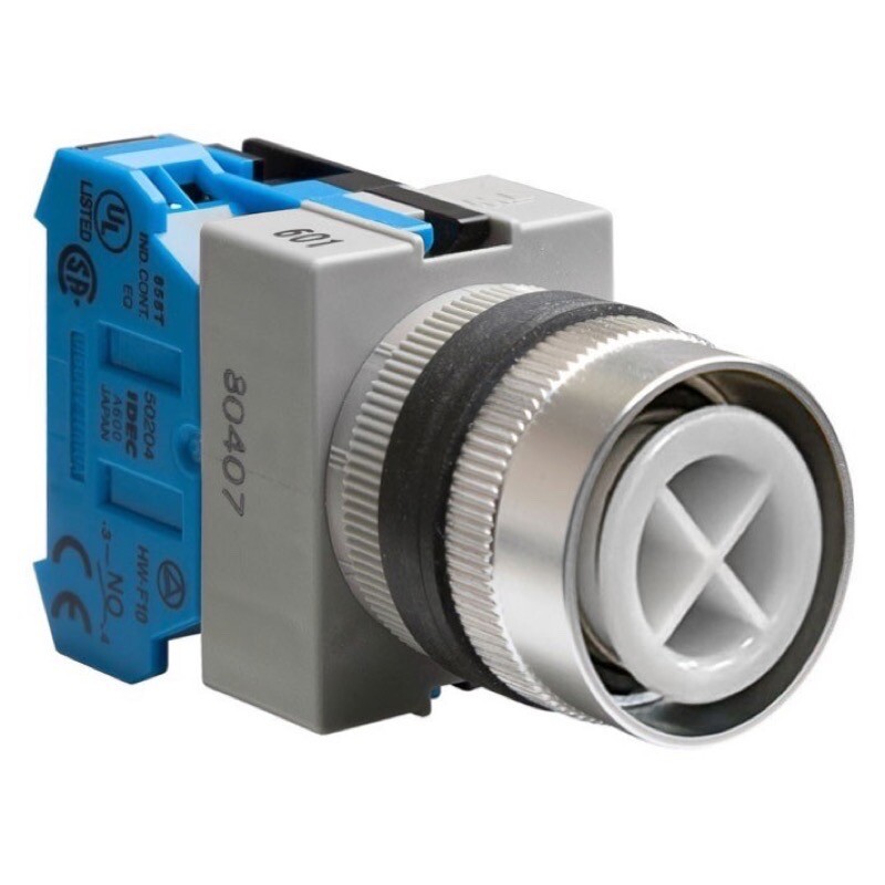 ABW110 IDEC TW Flush Pushbutton with 1 x Normally Open Contact 22.5mm Spring Return Chrome Bezel without Cap