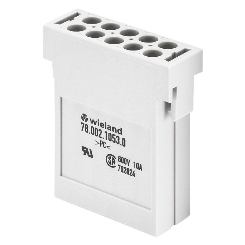 78.002.1053.0 ]FLE BUC 10 25 Modular Connector System 10 Pole Female Insert 250V/10A Crimp Connection Turned Contacts