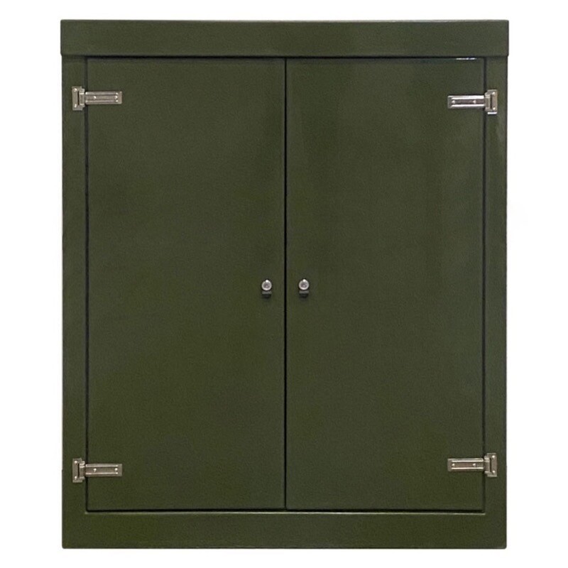 RSC15125GN-SS GRP 1500H x 1215W x 500mmD Roadside Cabinet Green IP55 with Open Bottom Stainless Steel Hinges