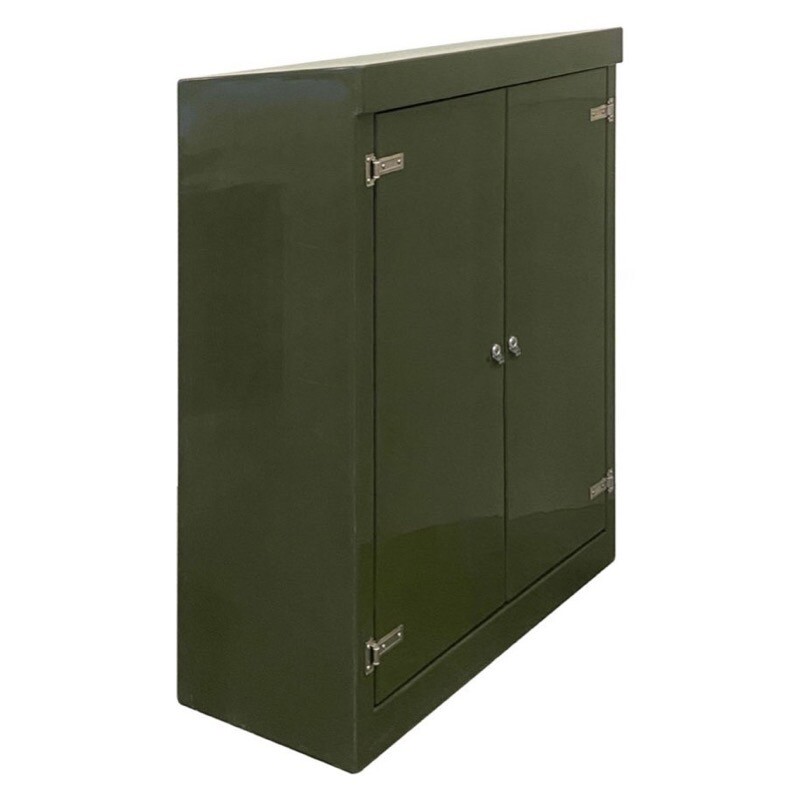 RSC15125GN-SS GRP 1500H x 1215W x 500mmD Roadside Cabinet Green IP55 with Open Bottom Stainless Steel Hinges