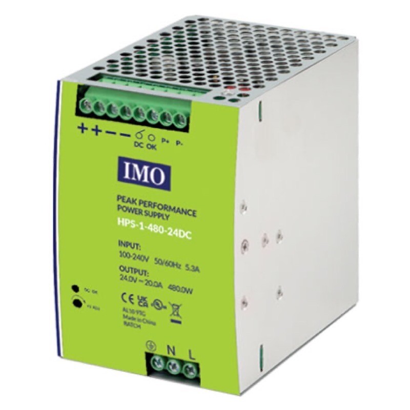 HPS-1-480-24DC IMO HPS Series Power Supply 90-264V AC Input 24VDC 480W 5A High Peak Power