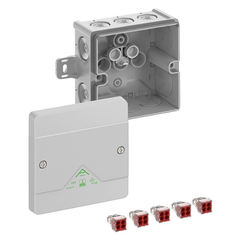 80442101 Spelsberg Abox 040 AB-4 Polypropylene 102 x 102 x 57mmD Grey with Wago 773-604 with External Fixing Lugs IP66