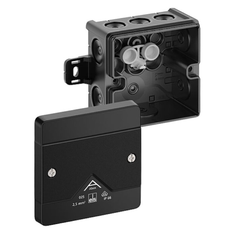80200101 Spelsberg Abox 025 AB-L/sw 87 x 87 x 52mmD Black without Terminals with External Fixing Lugs IP66