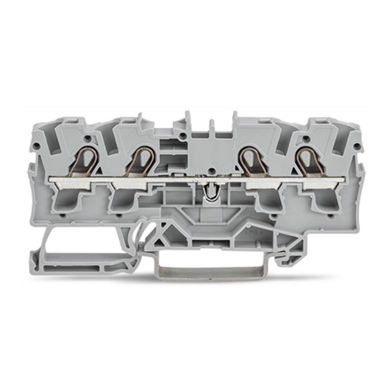 2004-1401 WAGO TOPJOB S 4-conductor Through Terminal Block 4mm2 Side and Centre Marking for TS35 DIN Rail Push-in