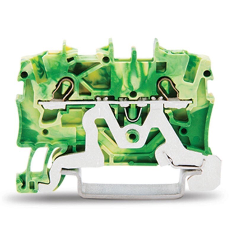 2001-1207 WAGO TOPJOB S 2-conductor Ground Terminal Block 1.5mm Side and Center Terminal Marking for TS35 DIN Rail