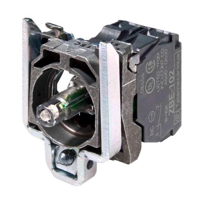 ZB4BW0B42 Schneider Harmony XB4 Red Light Block with Fixing Collar &amp; 1 x N/C Contact Integral 24V AC/DC LED