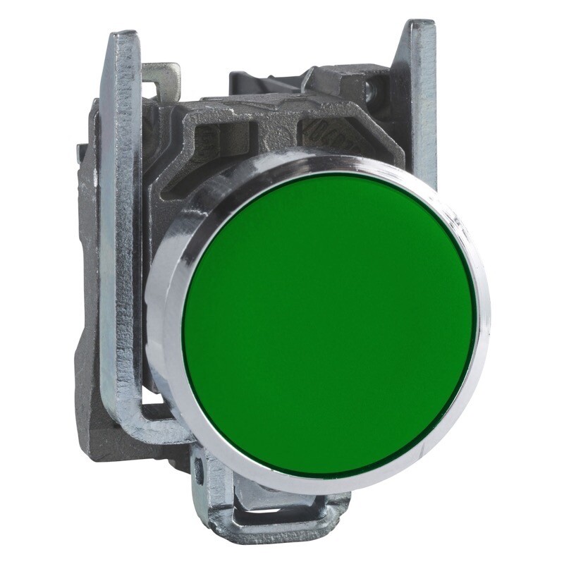 XB4BA31 Schneider Harmony XB4 Pushbutton Metal Flush Green 22mm Spring Return Unmarked 1 NO