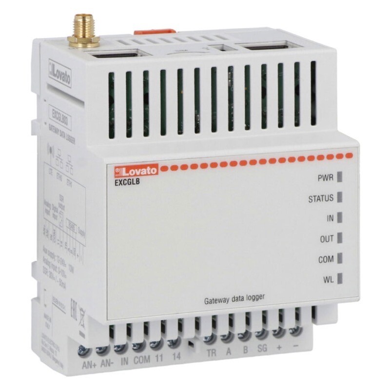 EXCGLB03 Lovato Gateway Data Logger 1 RS485 Port 2 Ethernet Port 4G (LTE) Connection