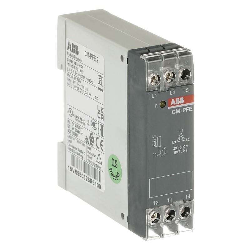 1SVR550826R9100 ABB CM-PFE.2 Three Phase Monitoring Relay Phase Sequence &amp; Phase Failure 3 x 200 - 500VAC