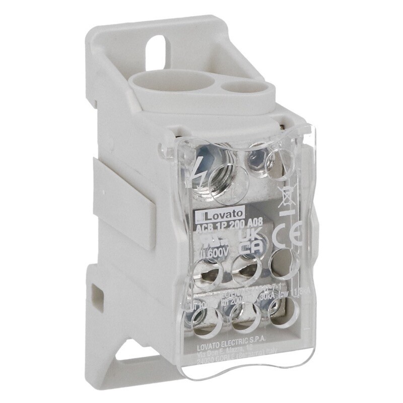ACB1P200A08 Lovato ACB Power Distribution Block Single-pole 200A 8 Terminals
