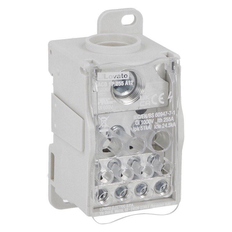 ACB1P255A12 Lovato ACB Power Distribution Block Single-pole 255A 12 Terminals