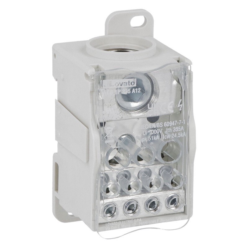 ACB1P335A12 Lovato ACB Power Distribution Block Single-pole 335A 12 Terminals
