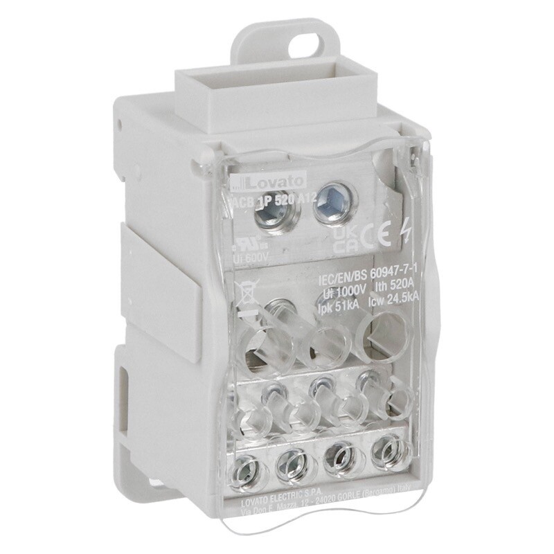 ACB1P520A12 Lovato ACB Power Distribution Block Single-pole 520A 12 Terminals