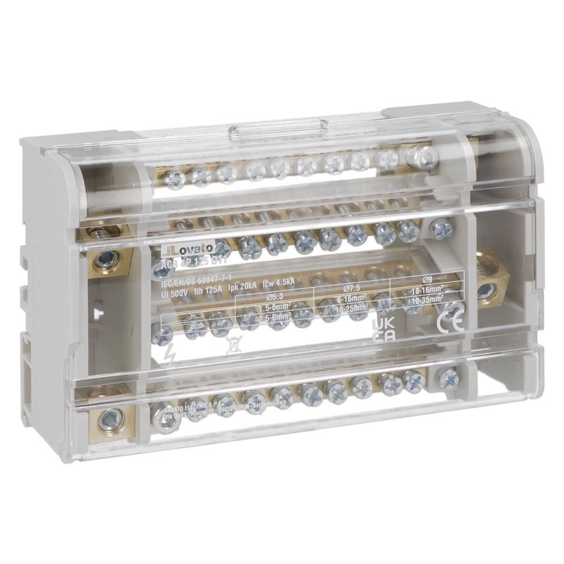 ACB4P125D11 Lovato ACB Power Distribution Block Four-pole 125A 11 Terminals