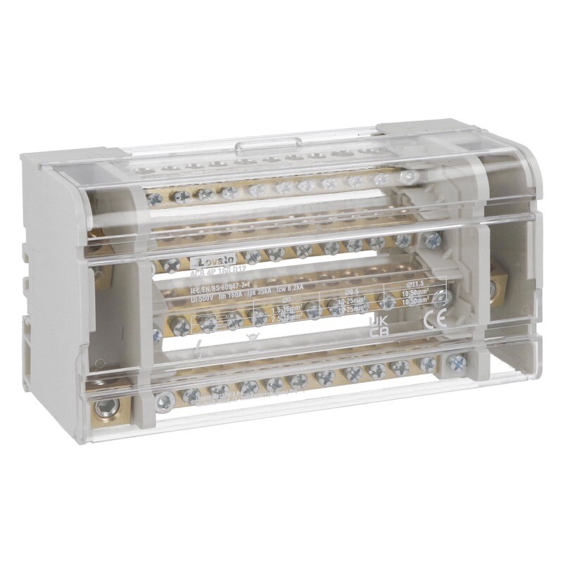 ACB4P160D12 Lovato ACB Power Distribution Block Four-pole 160A 12 Terminals