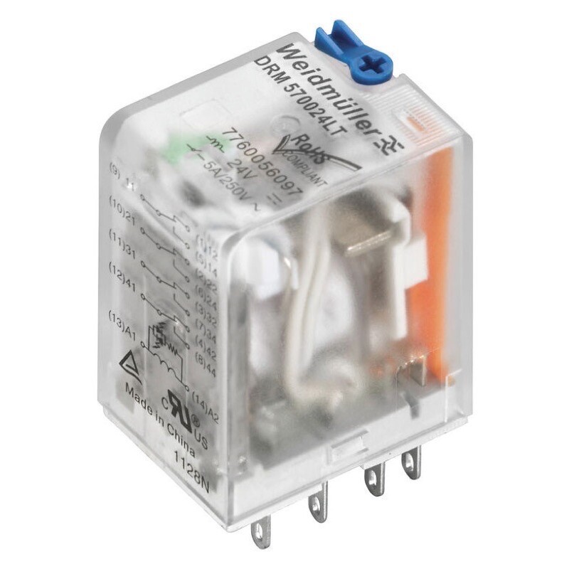 7760056097 Weidmuller DRM570024LT D-SERIES DRM Relay Number of Contacts: 4 CO AgNi Flash Gold-plated